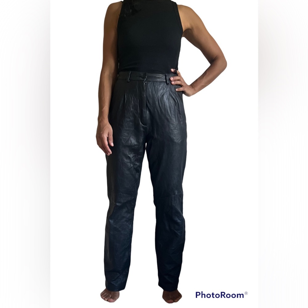 Michael Hoban high waisted leather pants